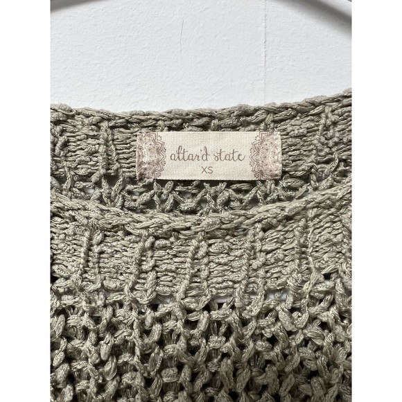 Altar’d State NWT $70 Women’s Loose Knit Fringe Sweater Olive Green Size XS - Picture 2 of 6